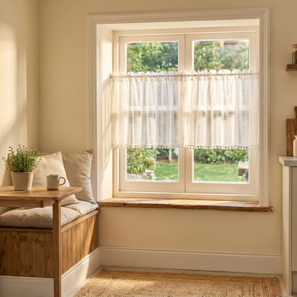 Short Voile Curtain White Wheat