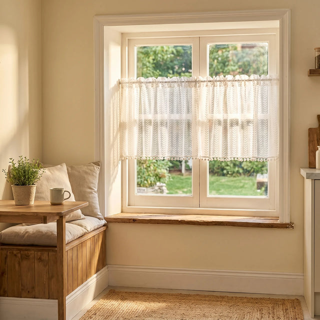 Short Voile Curtain White Wheat