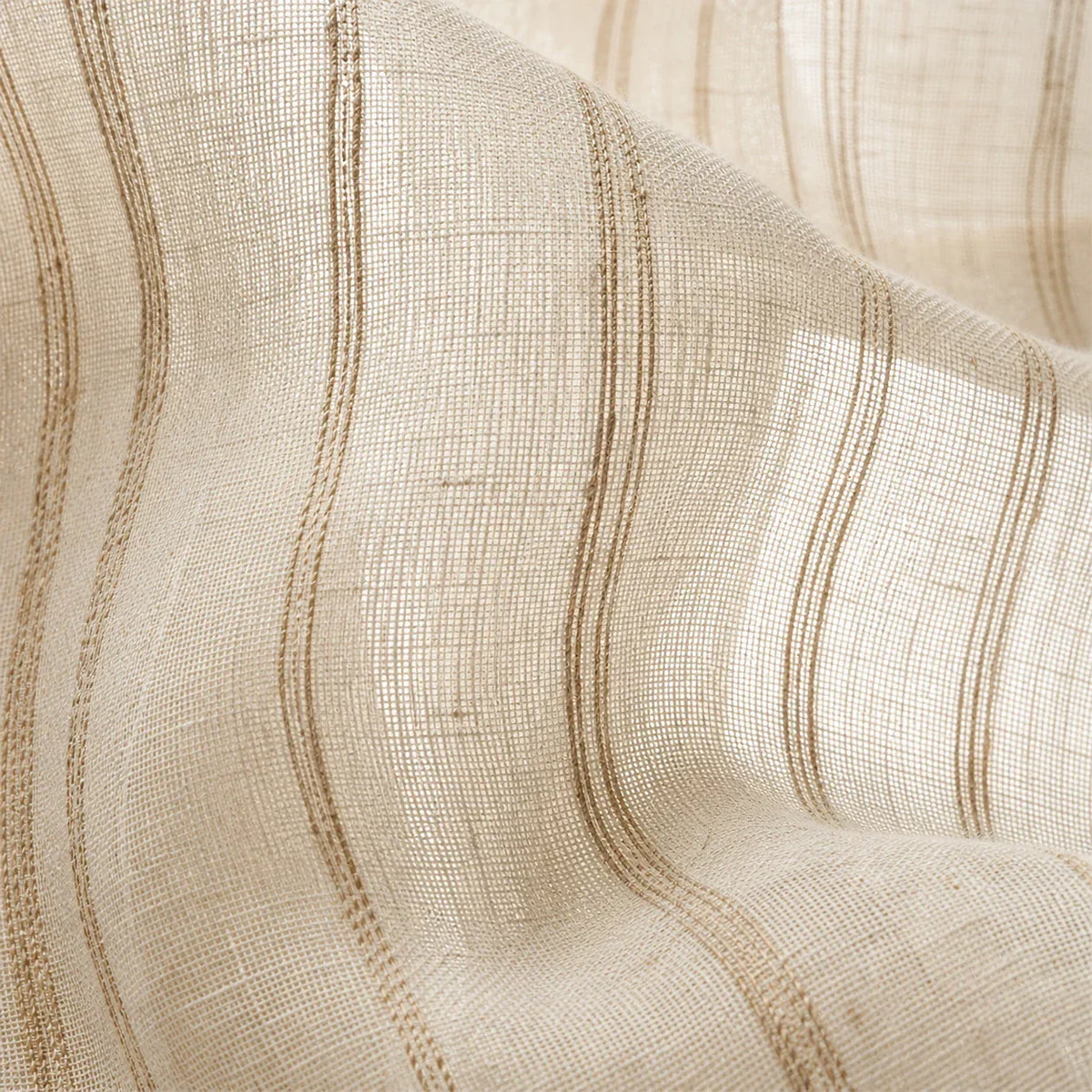 Linen Sheer Curtain Green Striped