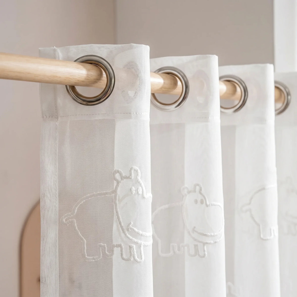 Sheer Voile Curtain White — Animal Pattern