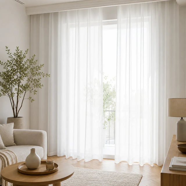 Sheer Voile Curtain White — Scratch Resistant