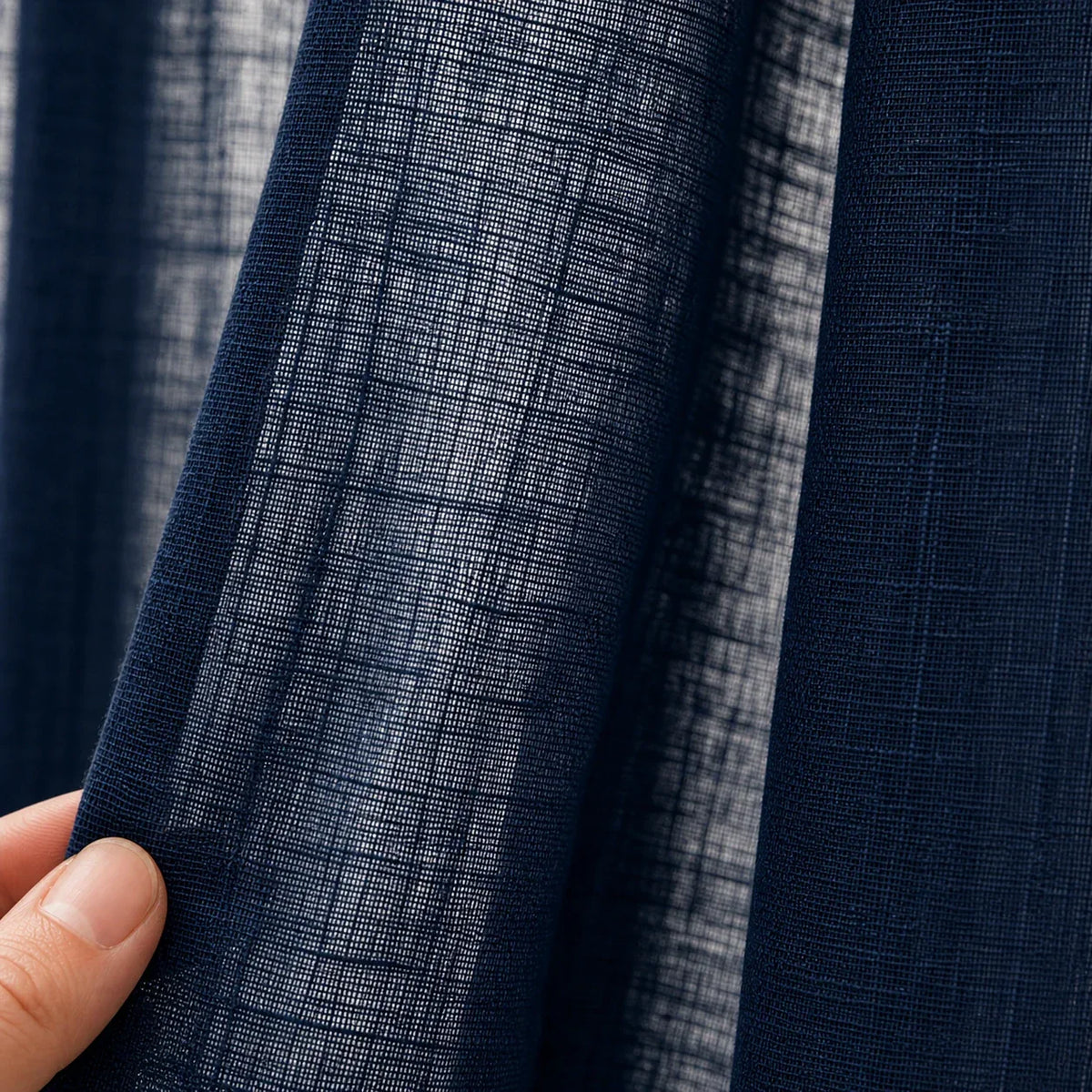 Linen Sheer Curtain Navy Blue