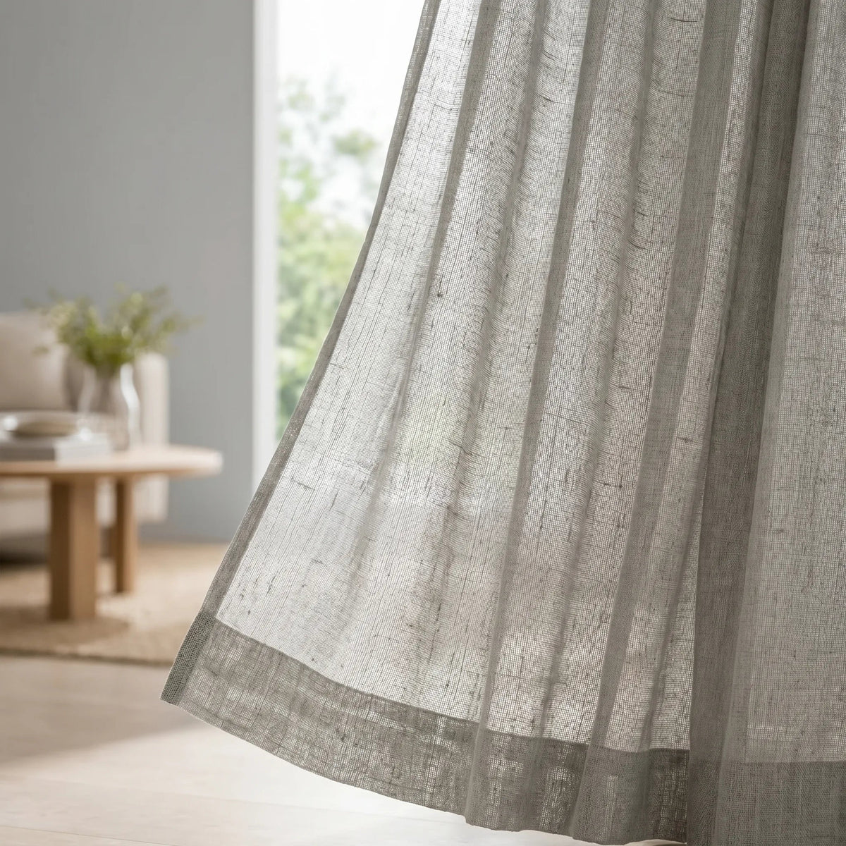 Linen Sheer Curtain Grey