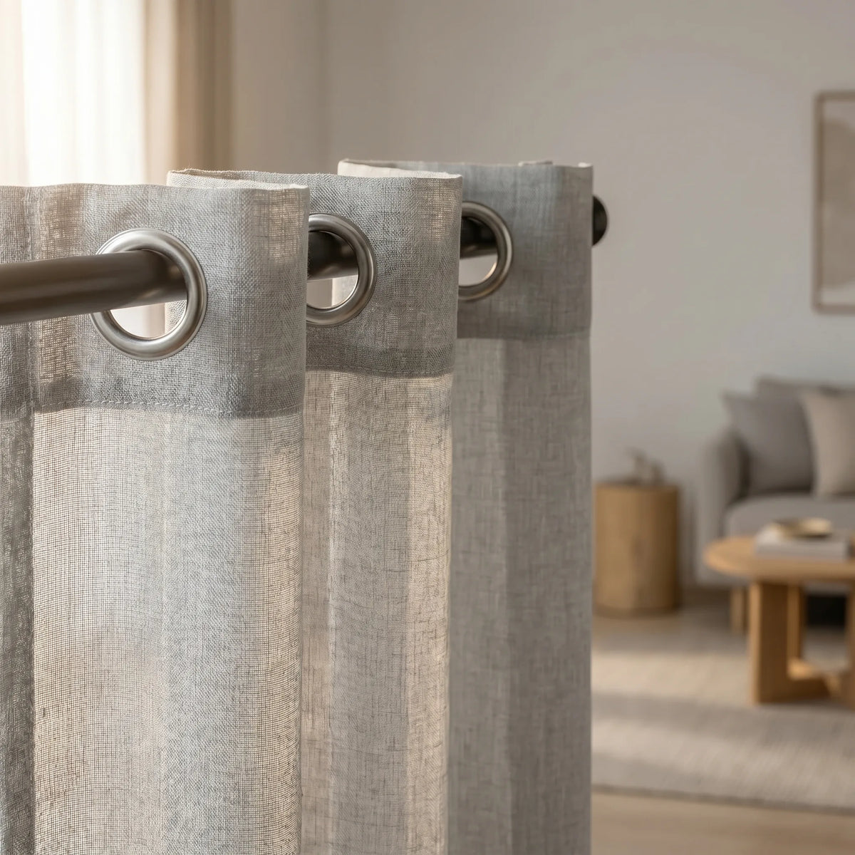 Linen Sheer Curtain Grey
