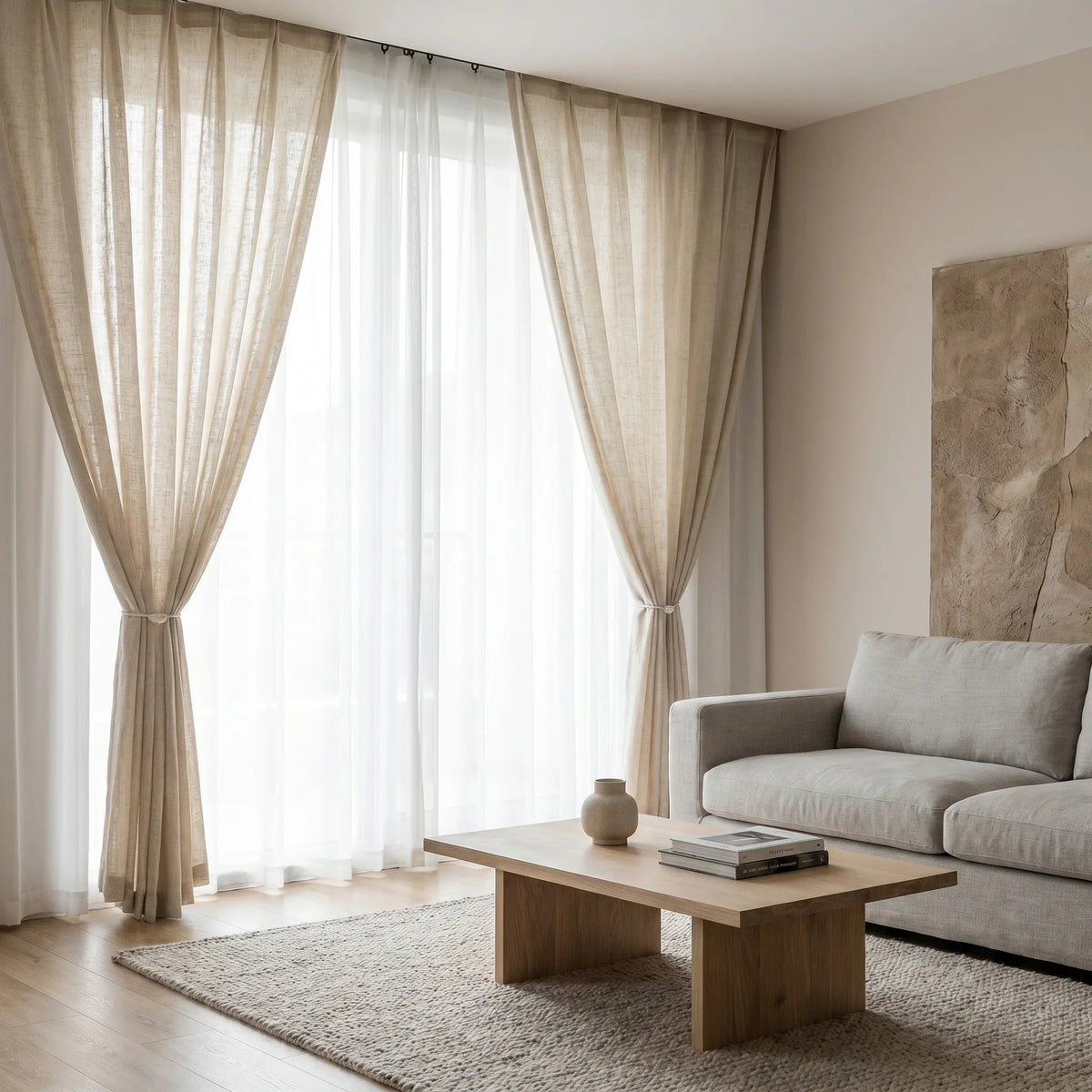 Linen Sheer Curtain Beige