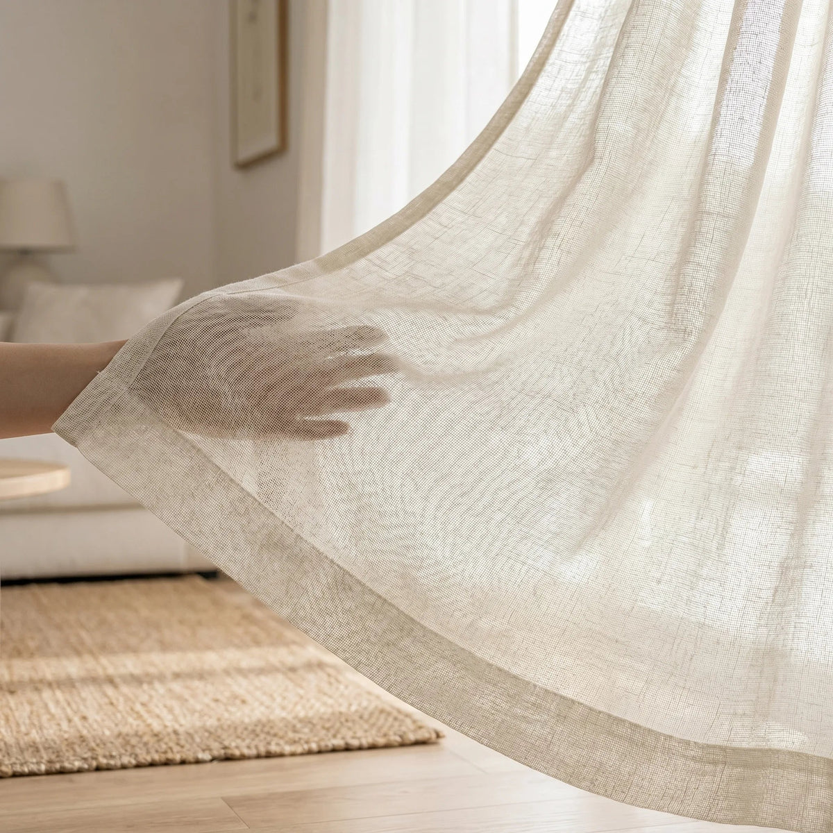 Linen Sheer Curtain Light Beige