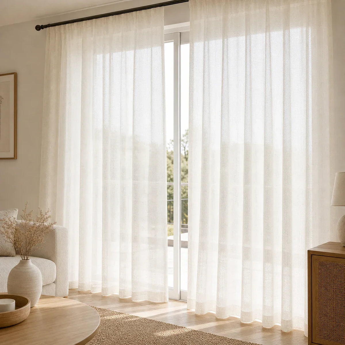 Linen Sheer Curtain Light Beige