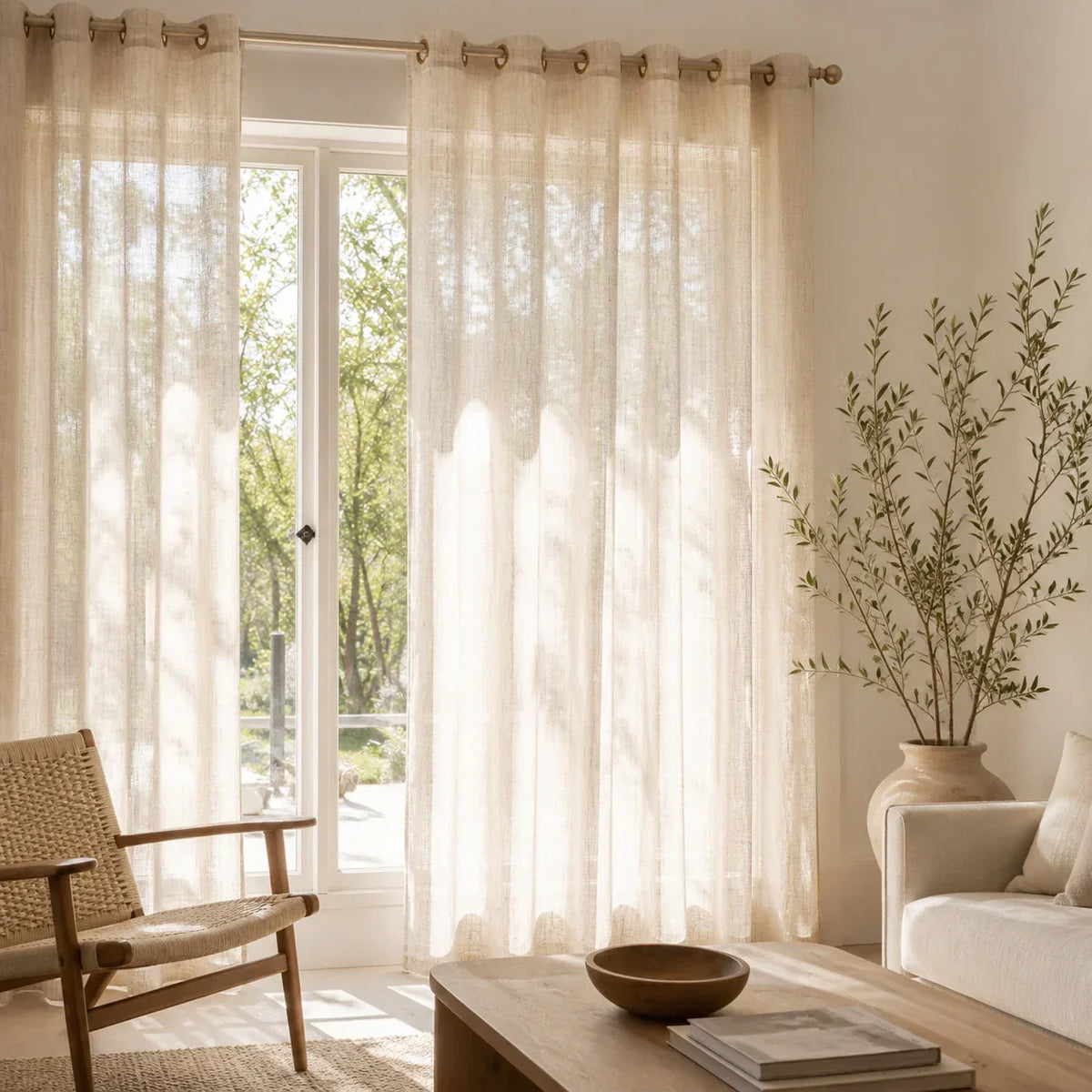Linen Sheer Curtain Natural — Eyelet
