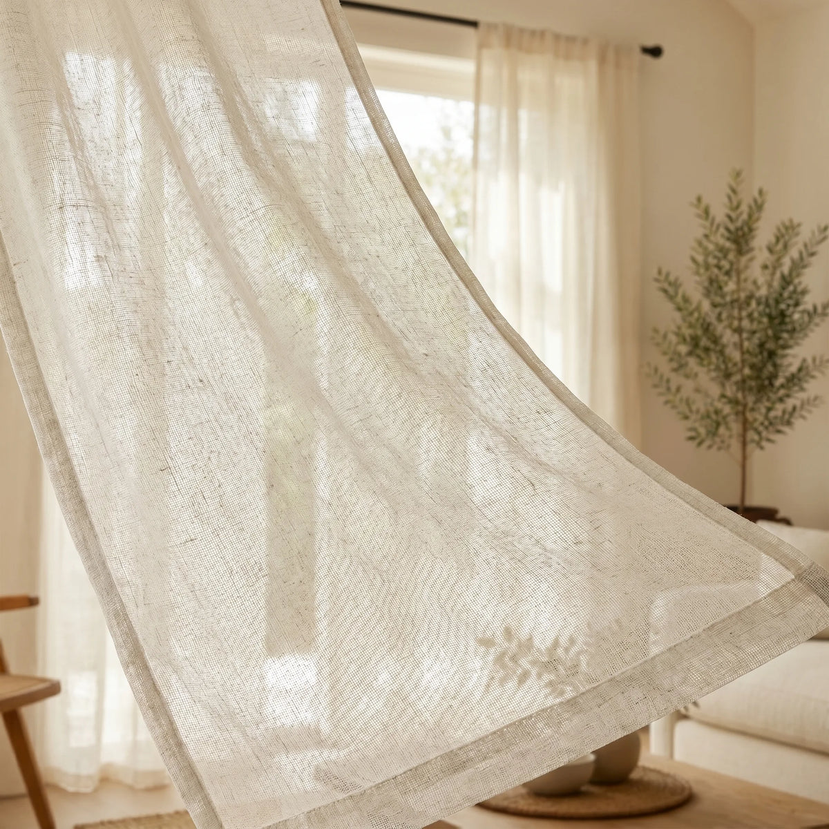 Linen Sheer Curtain Ivory