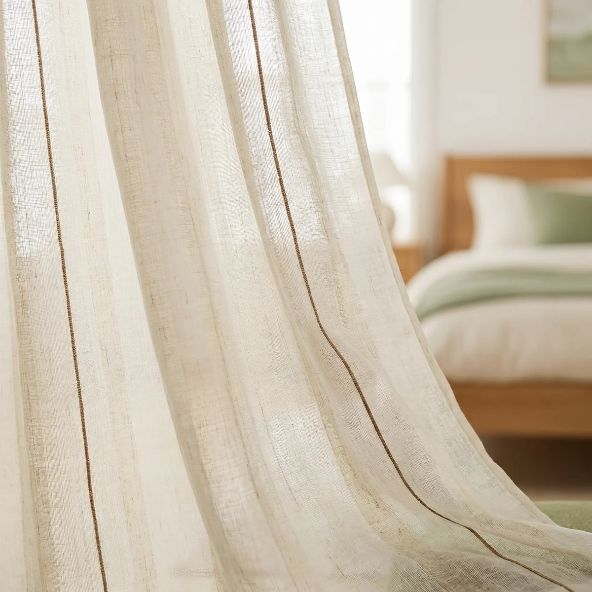 Linen Sheer Curtain Natural Patterned