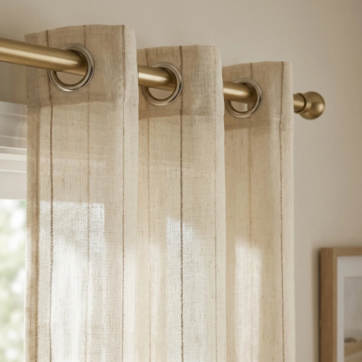Linen Sheer Curtain Natural Patterned