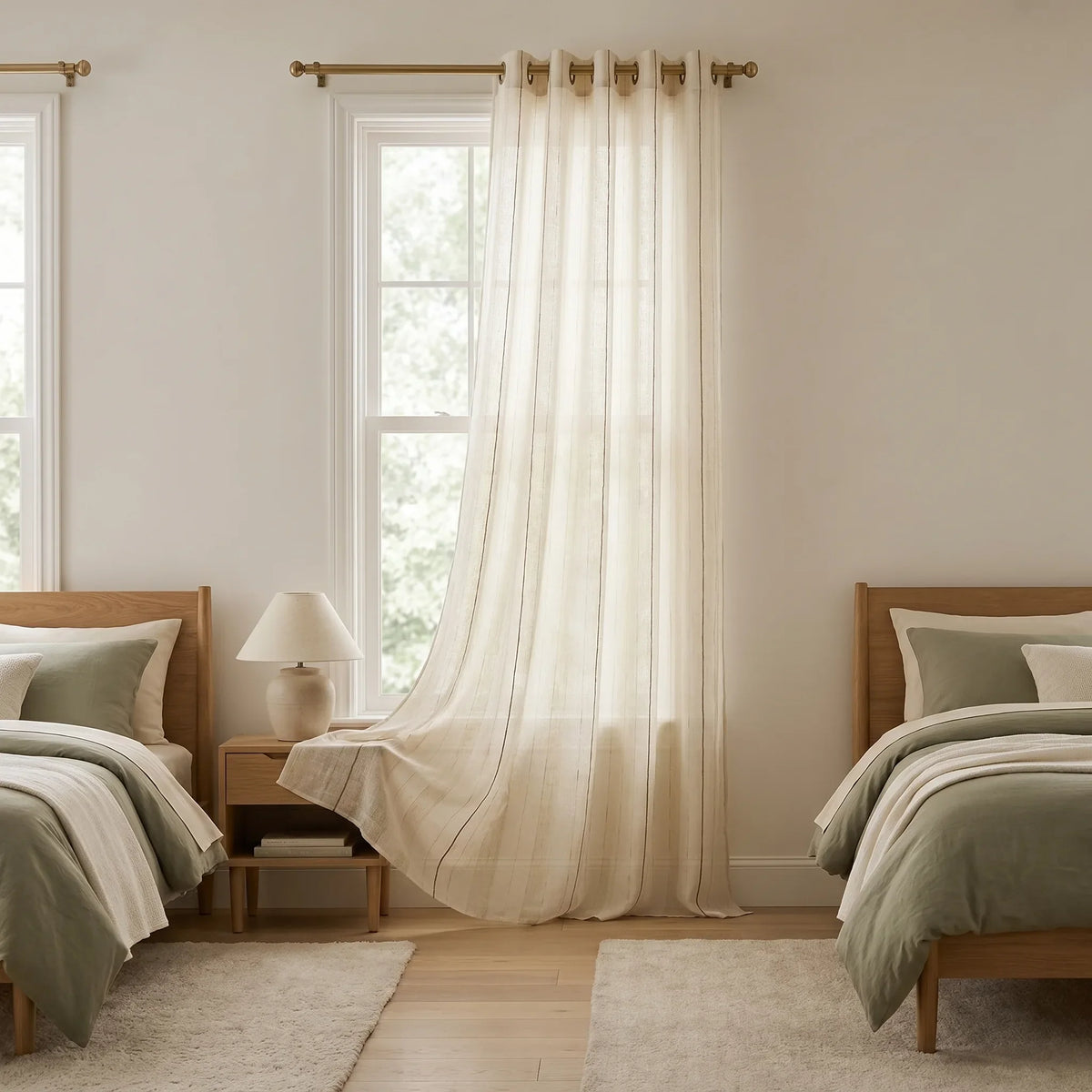 Linen Sheer Curtain Natural Patterned