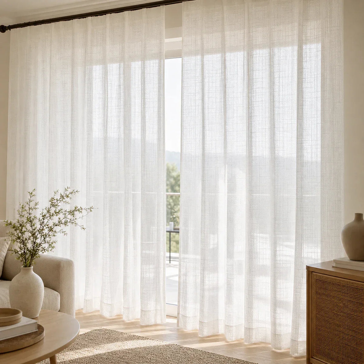 Linen Sheer Curtain White
