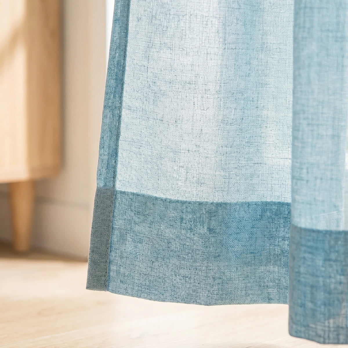 Linen Sheer Curtain Sky Blue